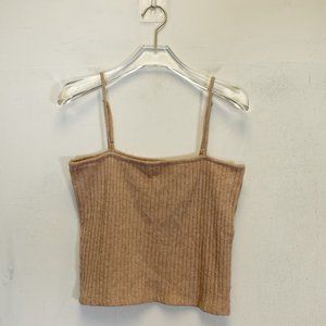 Loft Top Medium Beige Nude Knit Cropped Camisole Ribbed Tank Cami Tan Soft